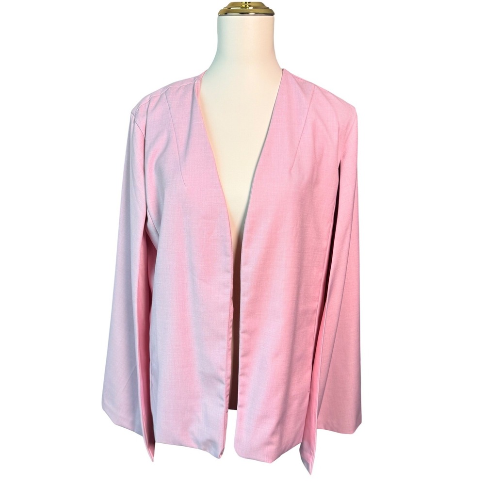 Pink Cape Blazer Jacket XXL Runs Small Open Front Split Sleeve Lined Office Chic